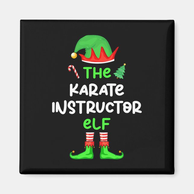 Aimant Le Karate Instructor Elf Christmas Matching Pajam (Devant)