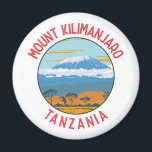 Aimant Le Kilimandjaro Tanzanie Cercle en détresse<br><div class="desc">Design vectoriel du Kilimandjaro. C'est la plus haute montagne d'Afrique et la plus haute montagne autonome du monde.</div>