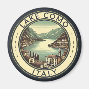 Aimant Le lac de Côme Italie Illustration Insigne d'art d