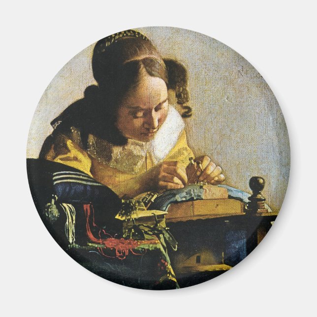 Aimant Le Lacemaker de Johannes Vermeer (vers 1670) (Devant)