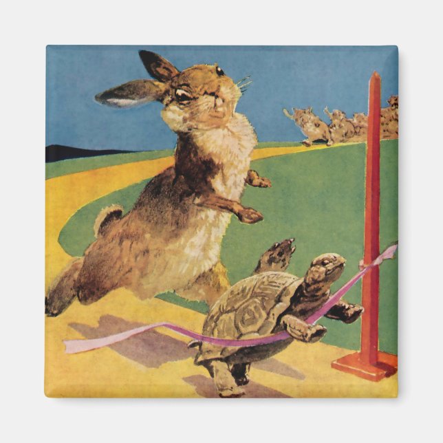 Aimant « Le Lapin et le Lièvre » par Harry Rountree (Devant)