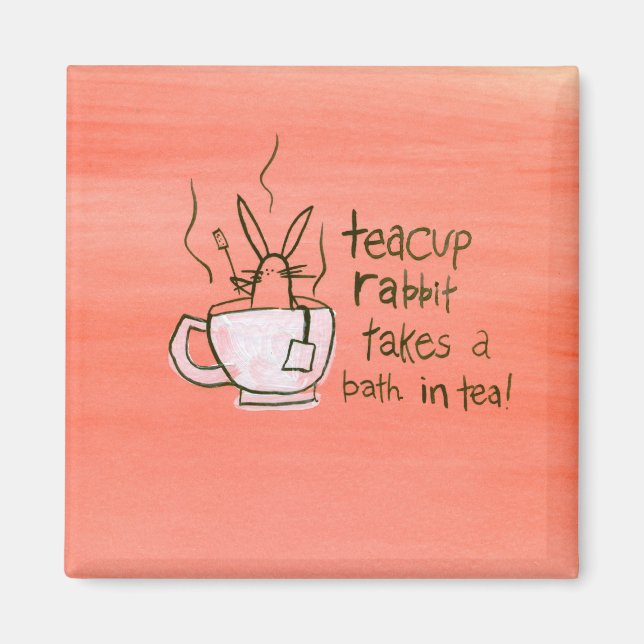 Aimant Le lapin Teacup prend un bain. En Thé ! (Devant)