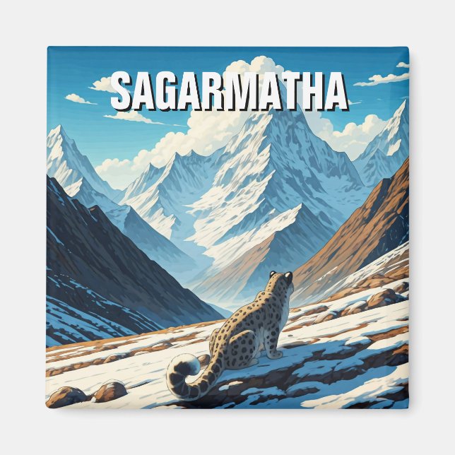 Aimant Le léopard des neiges du parc national de Sagarmat (Devant)