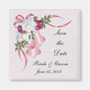 Aimant Le mariage Bells rose sauvent l'aimant de date