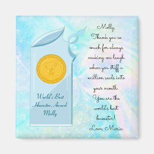 Aimant Le meilleur message et trophée de verre du hamste