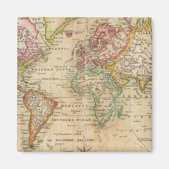 Aimant Le monde sur la projection de Mercator (Devant)