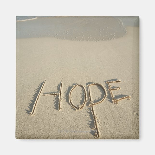 Aimant Le mot "Hope" sur la plage (Devant)