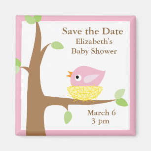 Aimant Le nid d'oiseau de bébé (rose)