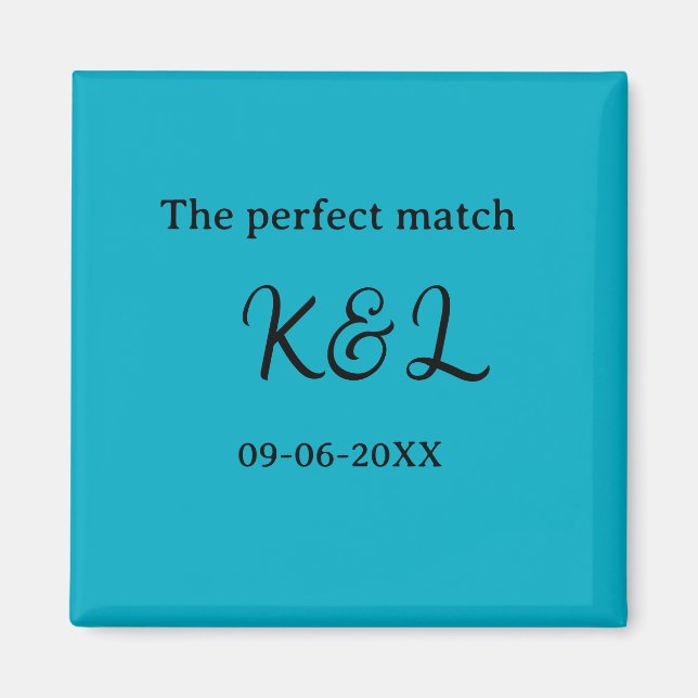 Aimant Le nom du couple parfait lettre date bleu sim (Devant)