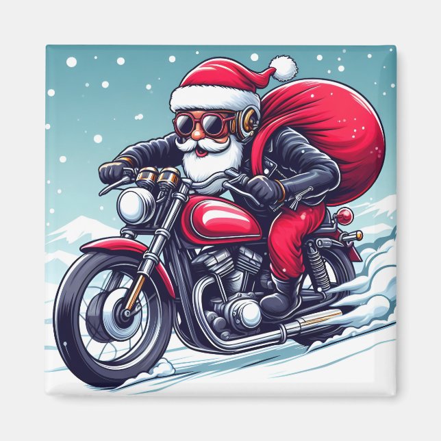 Aimant Le nouveau bolide du Père Noël - Noël humour (Devant)