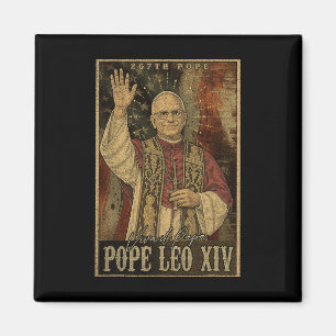 Aimant Le Pape Leo Xiv 14ème Pape Américain Drapeau Vin