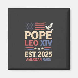 Aimant Le pape Leo XIV est. Drapeau 4 juillet USA 2025