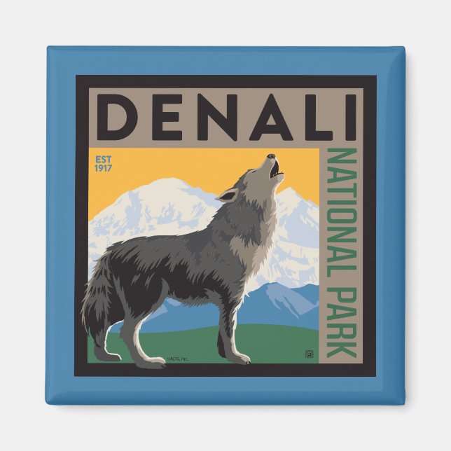 Aimant Le Parc national de Denali | Howling Wolf (Devant)
