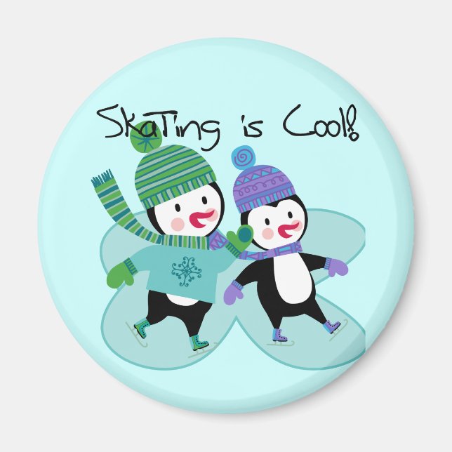 Aimant Le patinage de pingouins est frais (Devant)