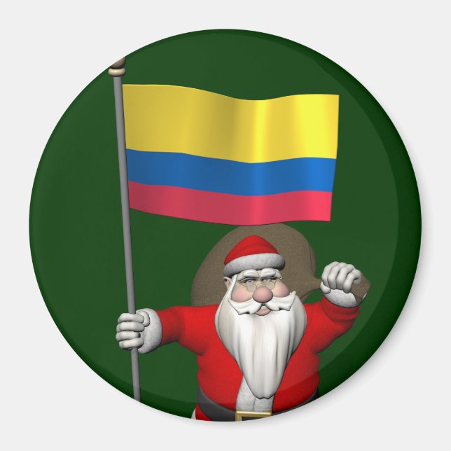 Aimant Le Père Noël Avec L'Ensigne De La Colombie (Devant)