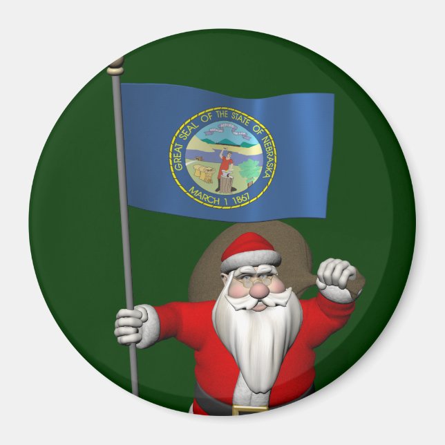 Aimant Le Père Noël Avec L'Ensigne Du Nebraska (Devant)
