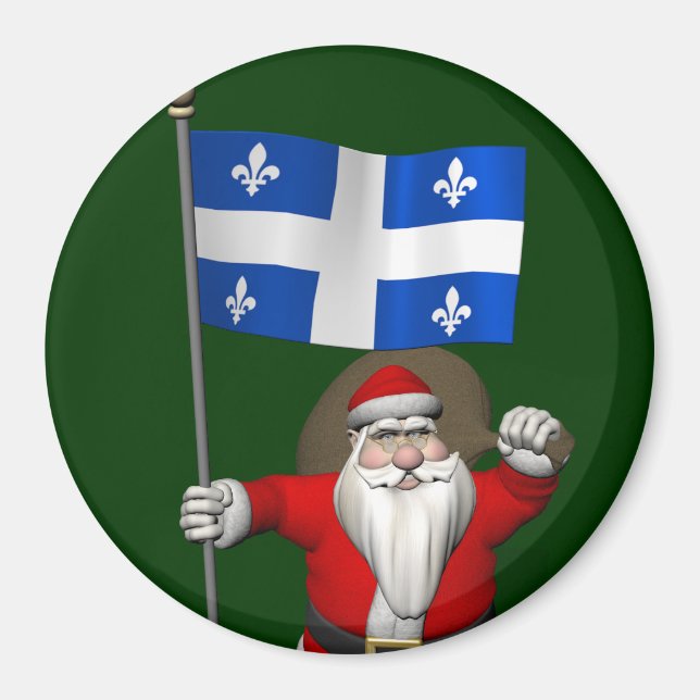 Aimant Le Père Noël Avec L'Ensigne Du Québec CDN (Devant)