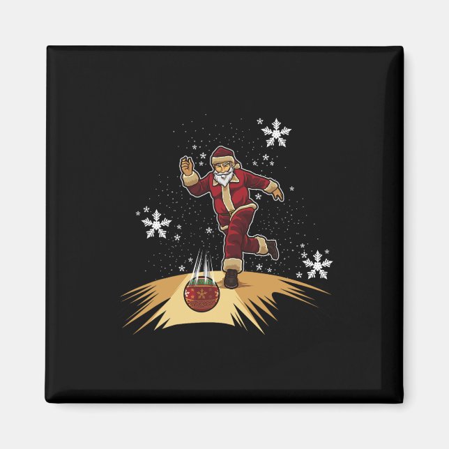 Aimant Le Père Noël Joue Au Bowling - Cadeau De Noël Pour (Devant)