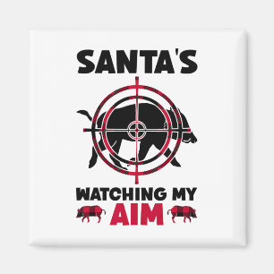 Aimant Le Père Noël surveille ma visée - Chasse au sangli
