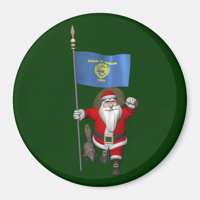 Aimant Le Père Noël Visite L'État Du Castor (Devant)
