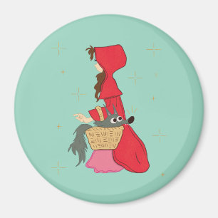 Aimant Le Petit Chaperon Rouge avec Loup dans le Panier