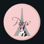 Aimant Le petit chien à Paris<br><div class="desc">Tour Whimsical Boston Terrier Eiffel</div>