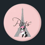 Aimant Le petit chien à Paris<br><div class="desc">Tour Whimsical Boston Terrier Eiffel</div>