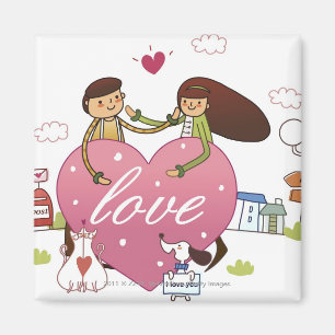 Aimant Le plan rapproché d'un couple tenant un coeur