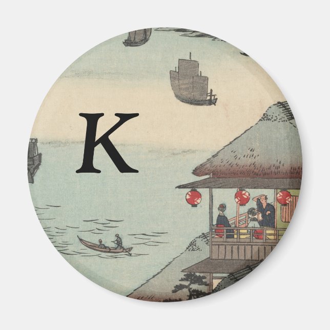 Aimant Le port de Kanagawa, Japon : Monogramme initial (Devant)