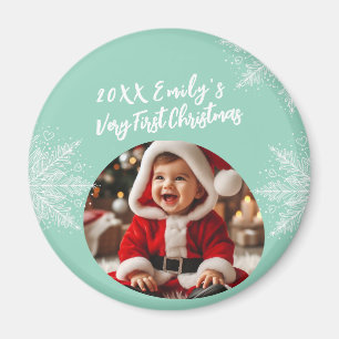 Aimant Le premier Noël de bébé avec photo personnalisée