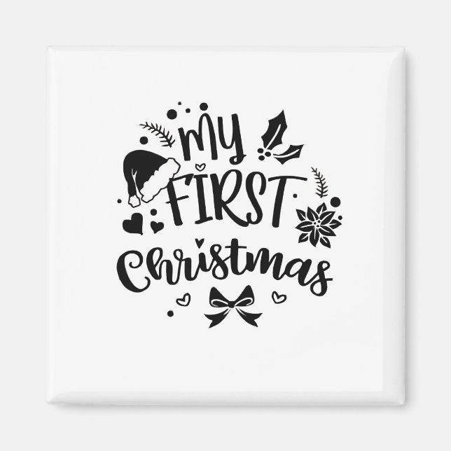 Aimant Le premier Noël de bébé en famille assorti  (Devant)