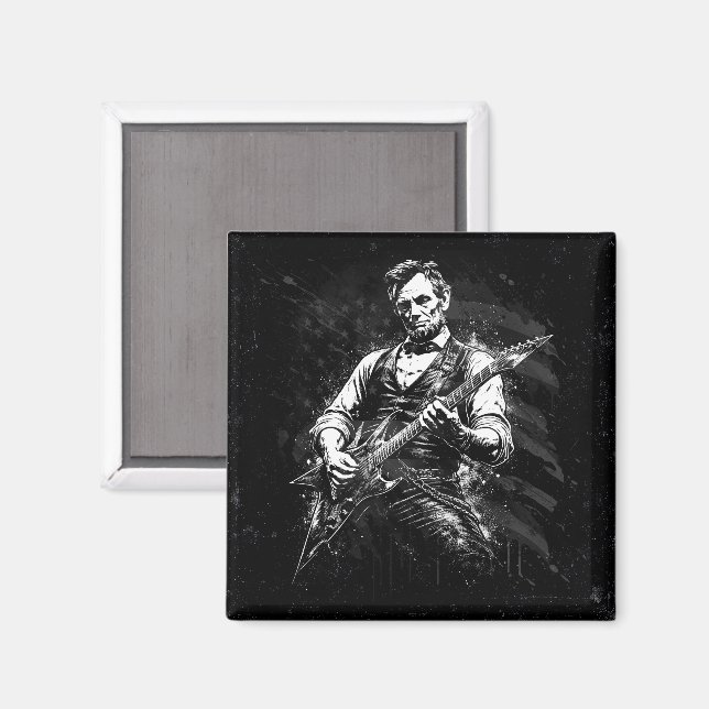 Aimant Le président Abraham Lincoln jouant de la guitare (Recto/Verso)