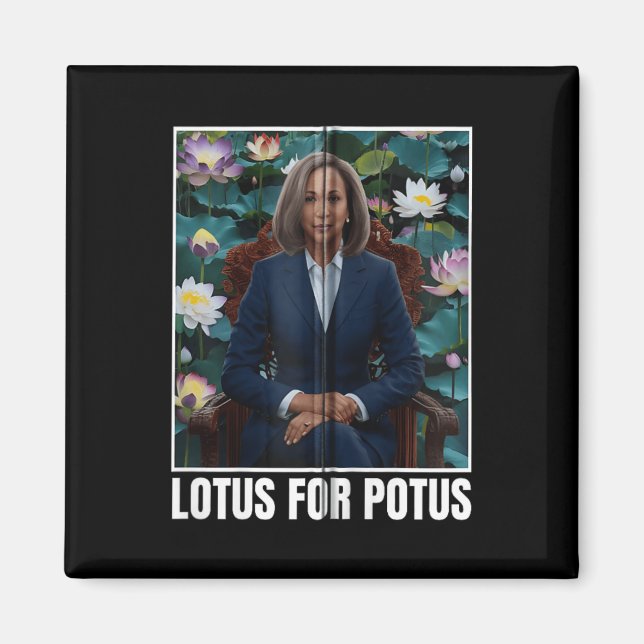 Aimant Le Président Kamala Harris Portrait Lotus Pour Pot (Devant)