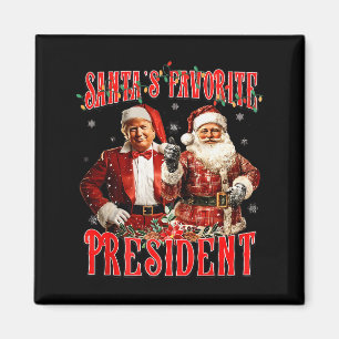 Aimant Le président préféré du Père Noël drôle Trump Noël