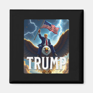 Aimant Le Président Trump Monte Un Aigle. Politique patri