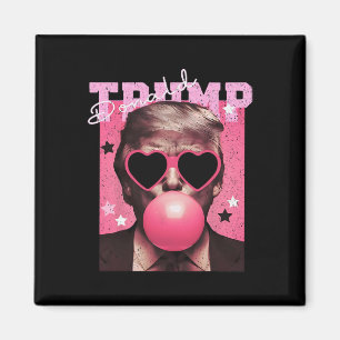 Aimant Le président Trump soufflant du bubble gum rose dr