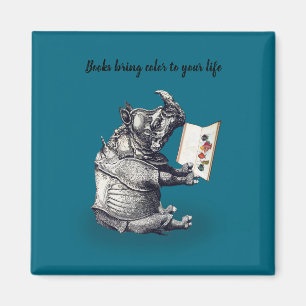 Aimant Le rhinocéros lecteur aime les livres