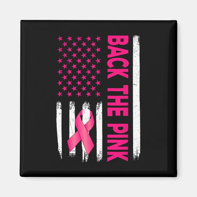 Aimant Le ruban rose Drapeau américain Sensibilisation au (Devant)