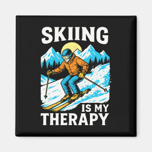 Aimant Le Ski Est Ma Thérapie Retro Montagne Sports De Ne