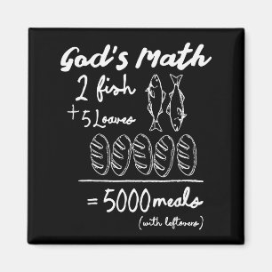 Aimant Le Tee de Dieu Math 2 Poissons 5 pains 5000 Repas
