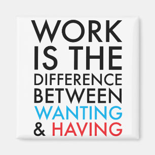 Aimant Le travail est la différence entre vouloir et avoi