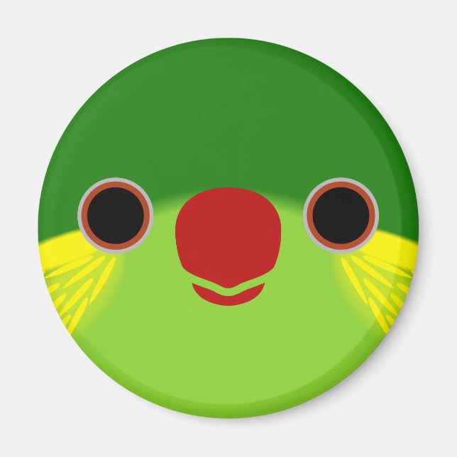 Aimant Le visage d'une loriette à flanc rouge (Devant)