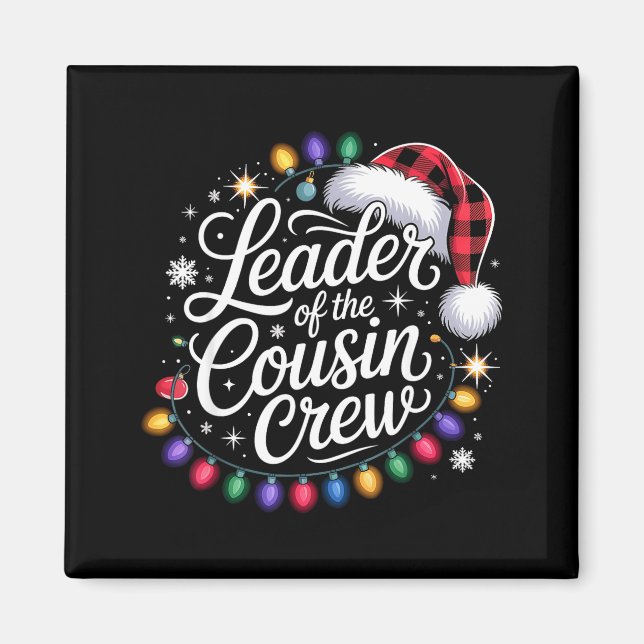 Aimant Leader Of The Cousin Crew Xmas Lights Red Plaid Sa (Devant)