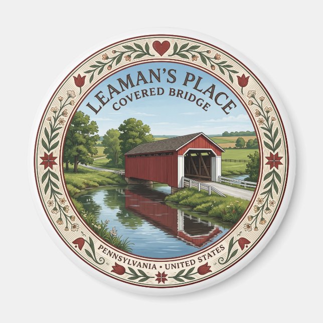 Aimant Leaman's Place Covered Bridge Paradis (Devant)