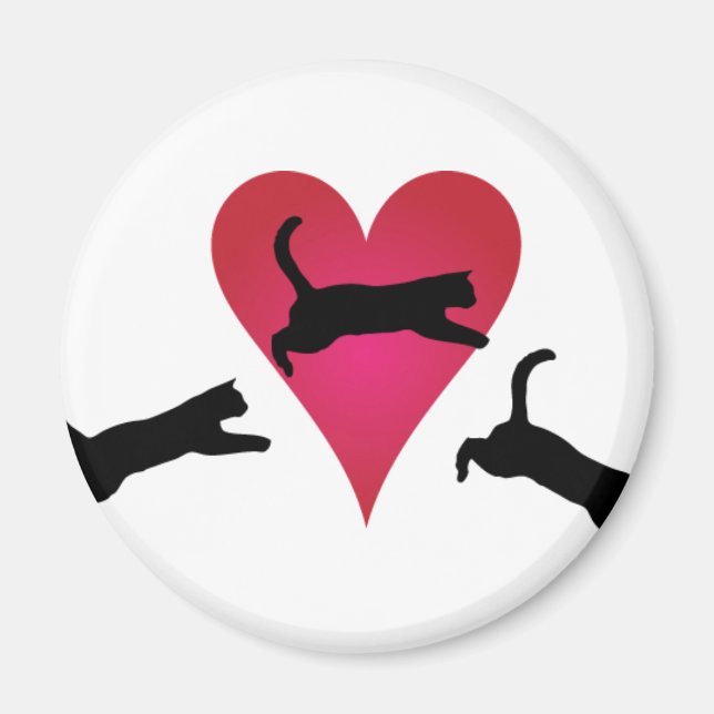 Aimant Leaping dans votre coeur de chat (Devant)