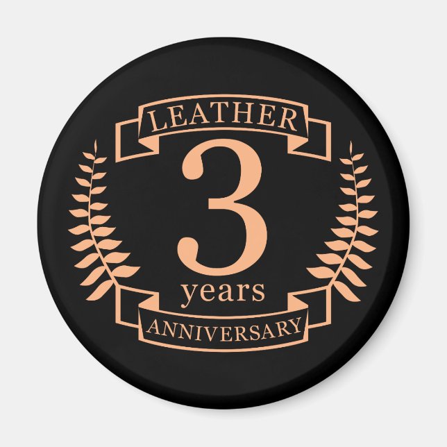 Aimant Leather 3 ans mariage anniversaire (Devant)