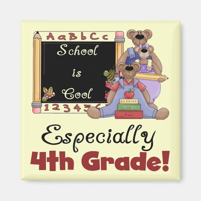 Aimant L'école est Cool 4e année T-shirts et cadeaux (Devant)