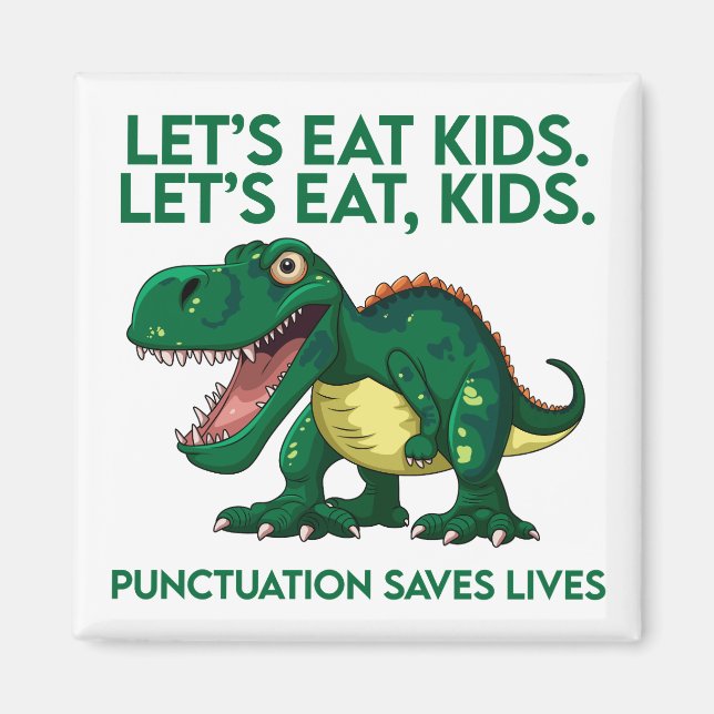 Aimant Leçon de grammaire de dinosaure drôle (Devant)