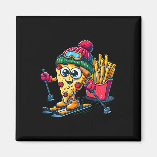 Aimant Leçon de ski Pizza Frite Ski Pizza amateur