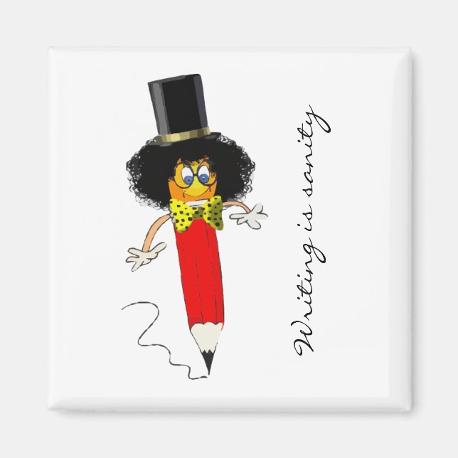 Aimant L'écriture est la santé mentale, tête de clown drô (Devant)